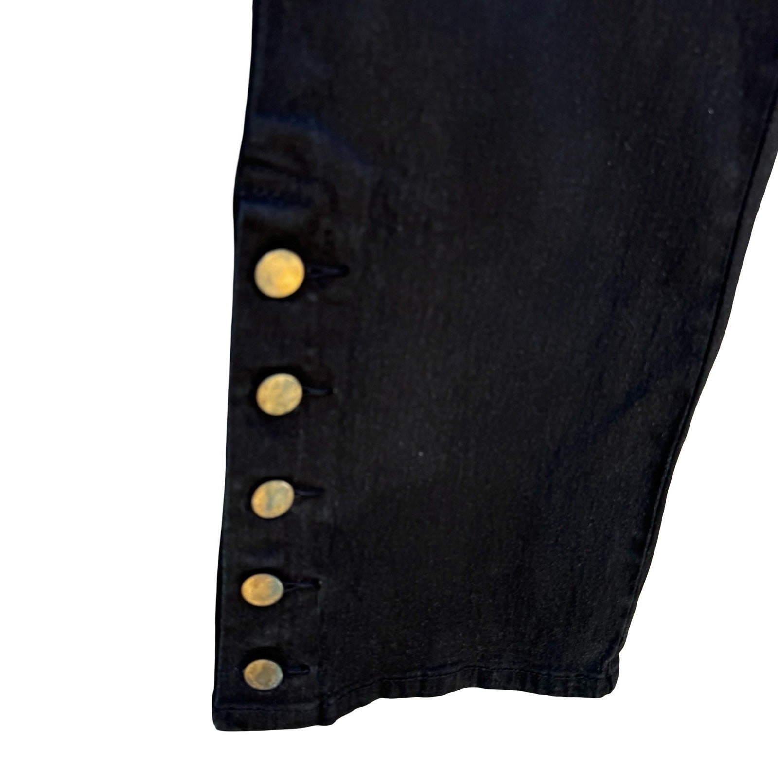 Diane Gilman DG2 Black Button Hem Crop Denim Pants 8P 030128 New Nautical Sailor