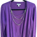Switch Croft &amp; Barrow Layering Preppy Minimalist Removable Necklace Cardigan Sweater M 3 image