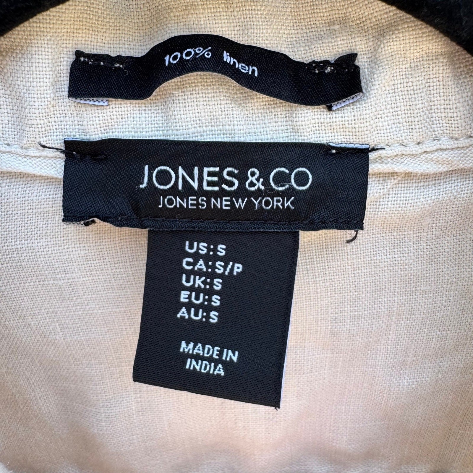 Jones New York Tan Natural Linen Trucker Jacket Womens S Coastal Minimalist