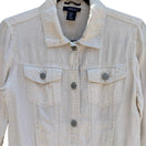 Switch Jones New York Tan Natural Linen Trucker Jacket Womens S Coastal Minimalist 3 image