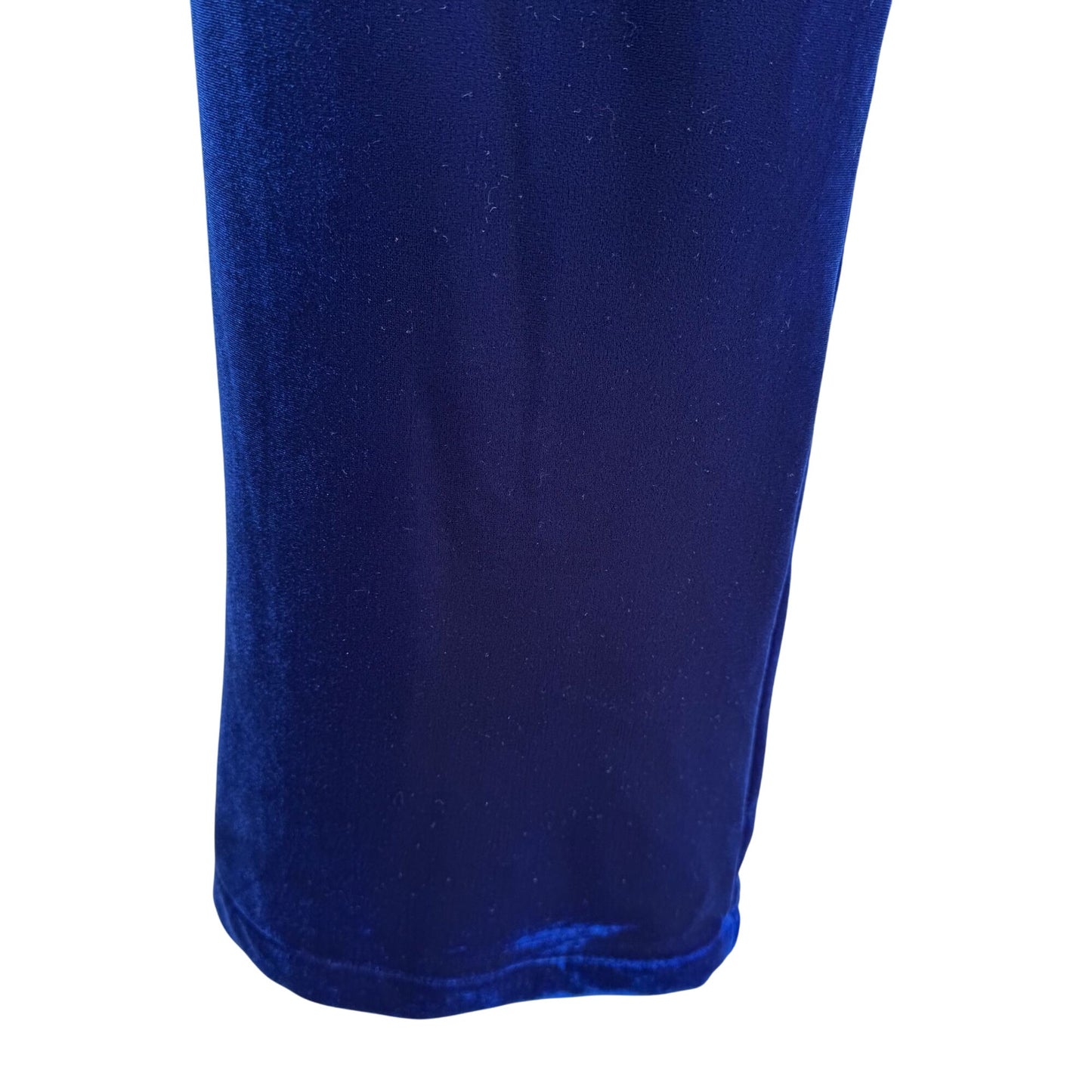 Shasha Collection Vintage Blue Velvet Womens Back Zip Flat Front Wide Leg Pant L