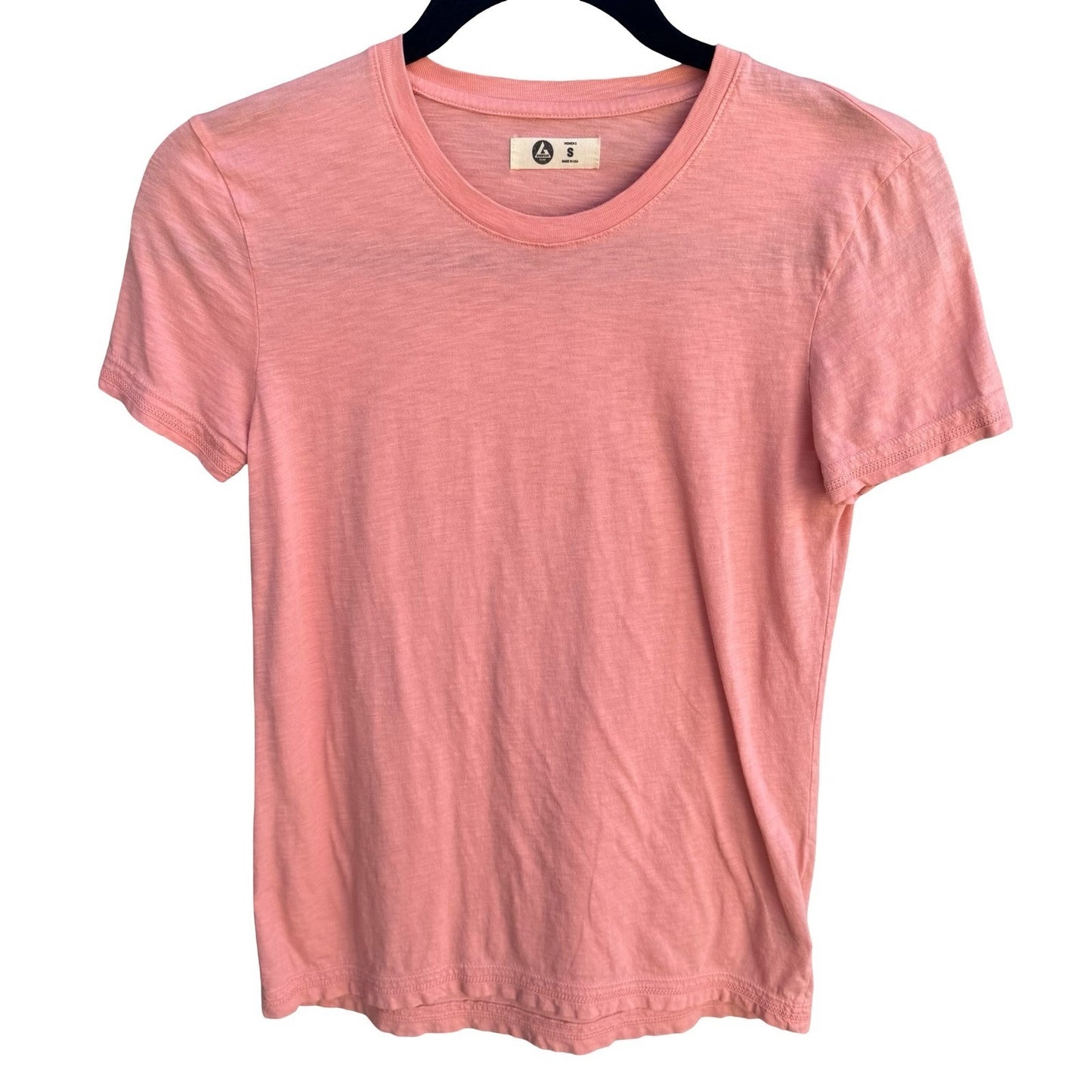 American Giant Womens Small Coral Pink Supima Cotton Slub Short Sleeve Tee USA
