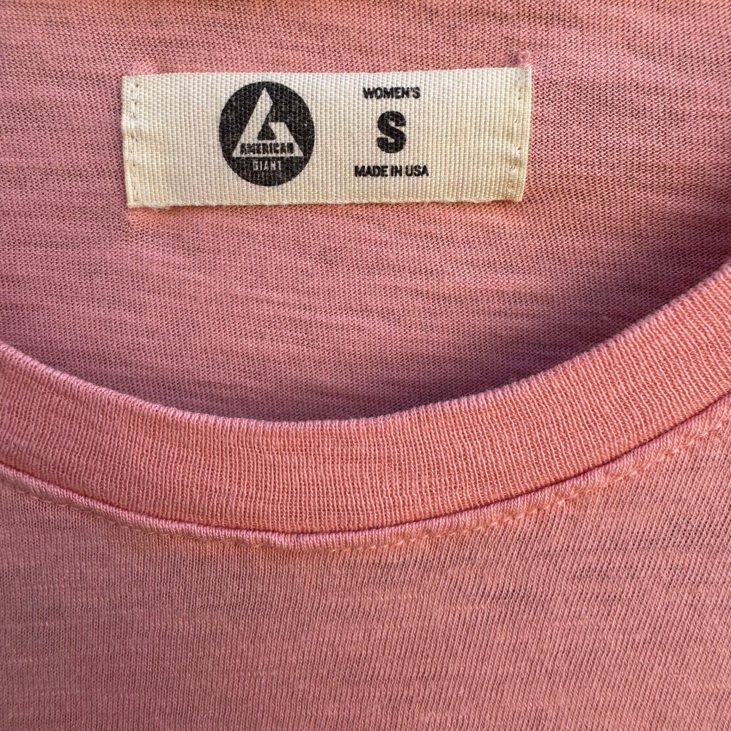 American Giant Womens Small Coral Pink Supima Cotton Slub Short Sleeve Tee USA