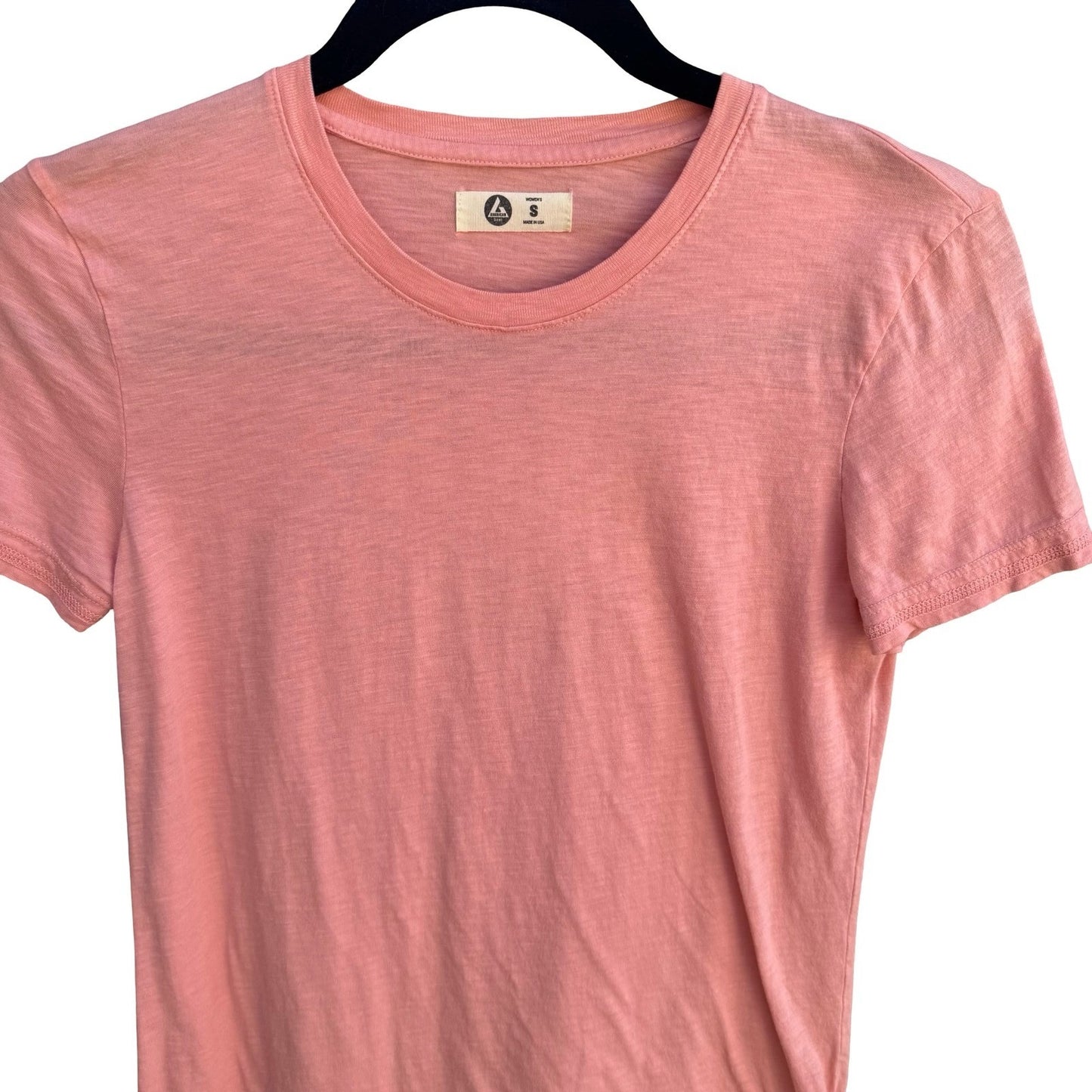 American Giant Womens Small Coral Pink Supima Cotton Slub Short Sleeve Tee USA
