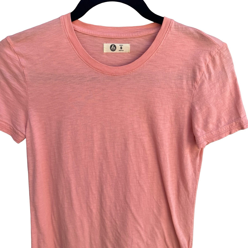 American Giant Womens Small Coral Pink Supima Cotton Slub Short Sleeve Tee USA