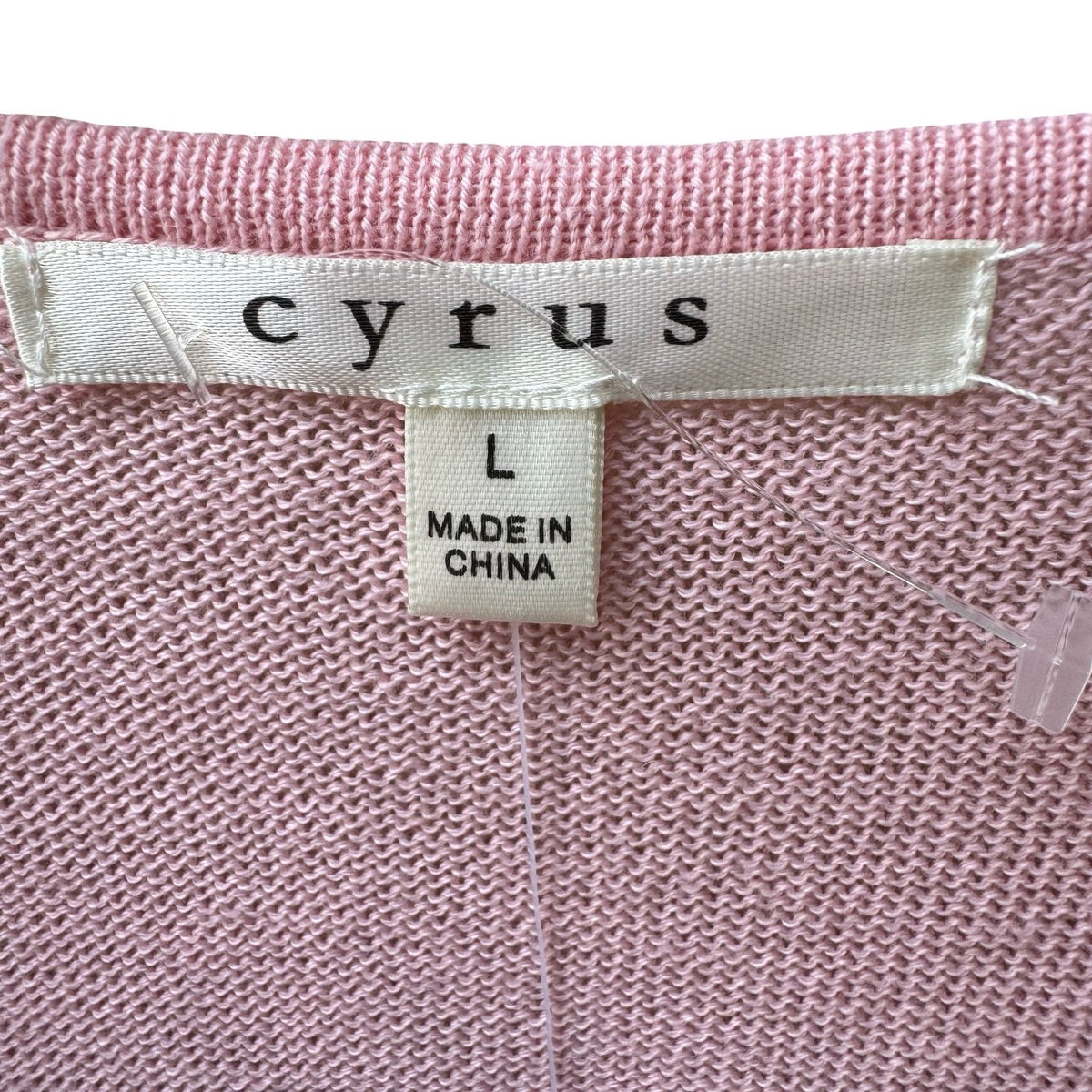 Cyrus Coquette Layering Open Front Pointelle Knit Cardigan Pastel Pink L NEW