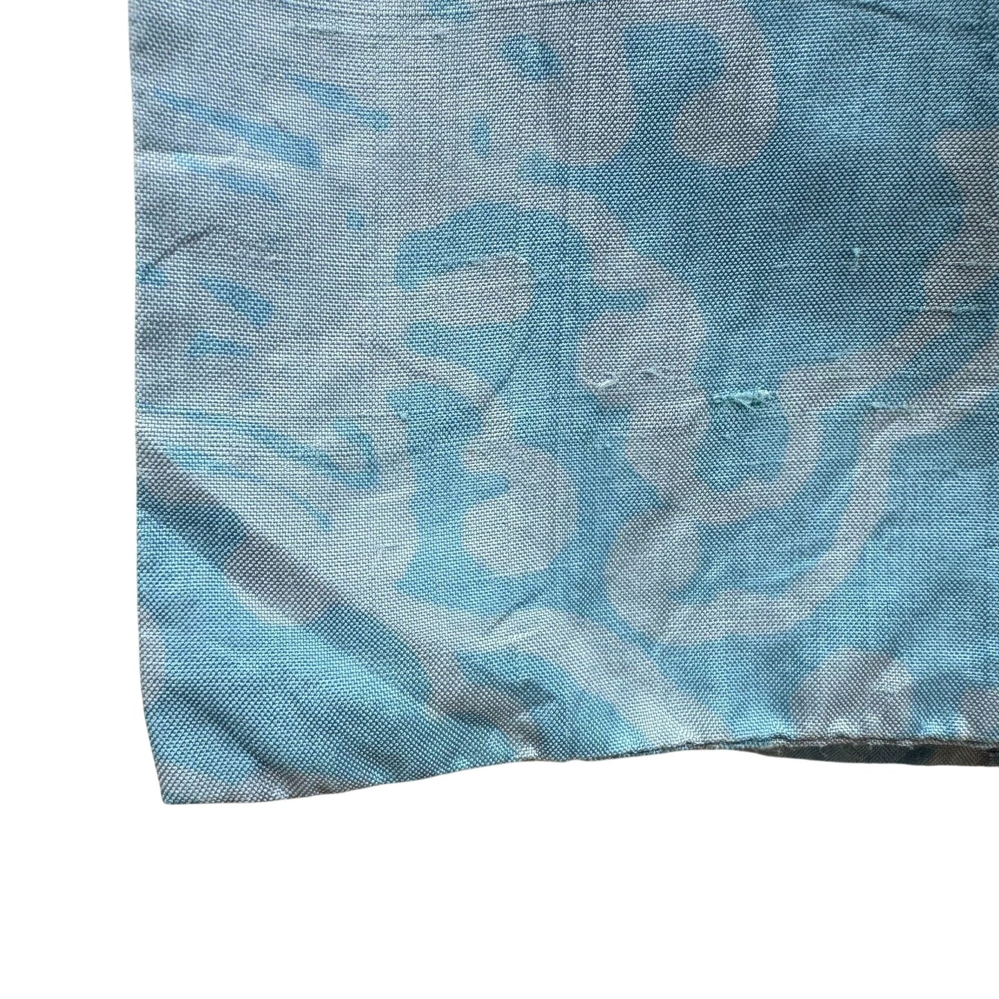 Vintage Womens Light Blue Kimono Shawl Scarf Wrap Subtle White Wave Pattern OS