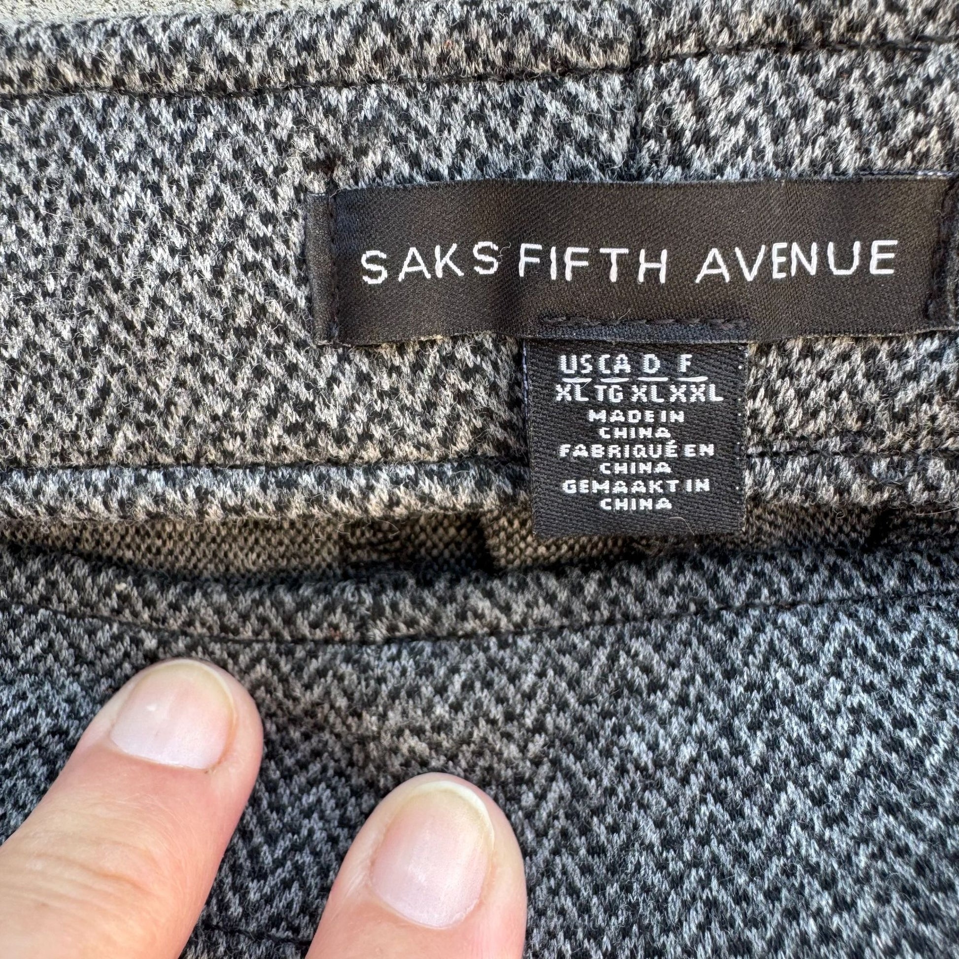 Saks Fifth Avenue Womens Herringbone Gray Stretch Dress Pants New Without Tag XL