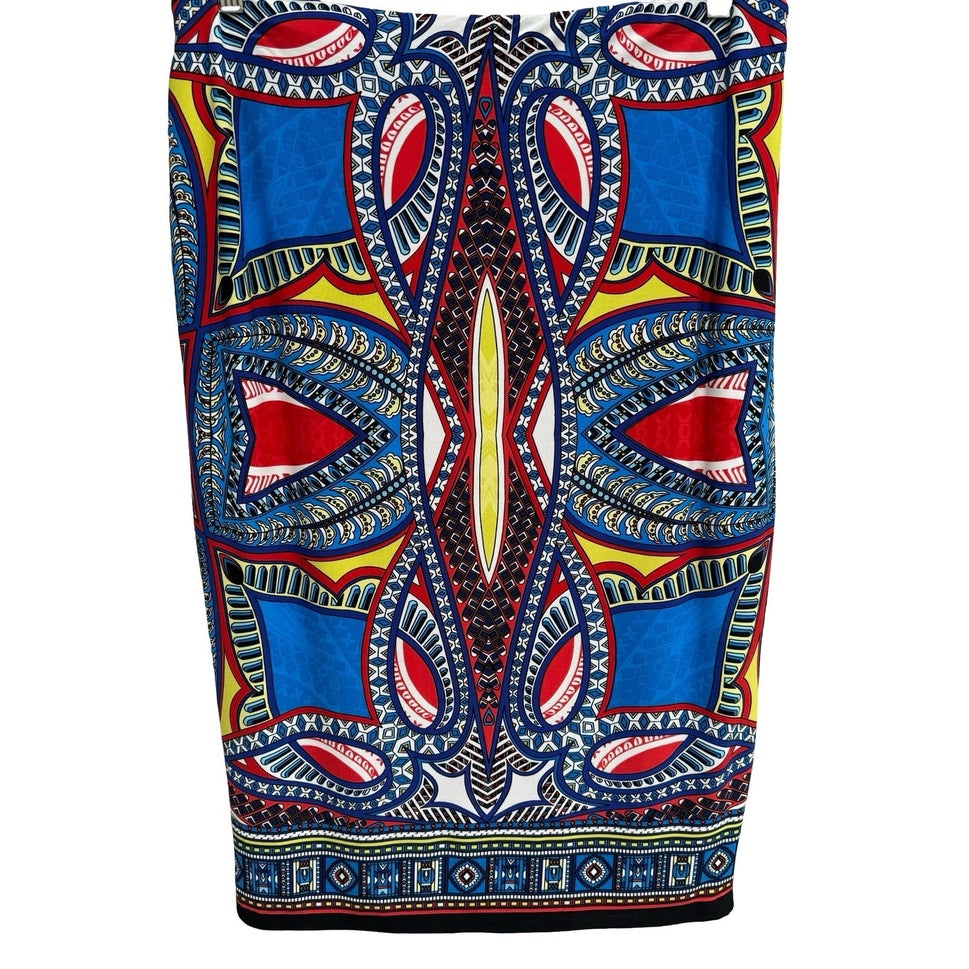 Premise Womens PL Blue Omni Paradox Geometric Stretch Pencil Skirt NWT Eclectic