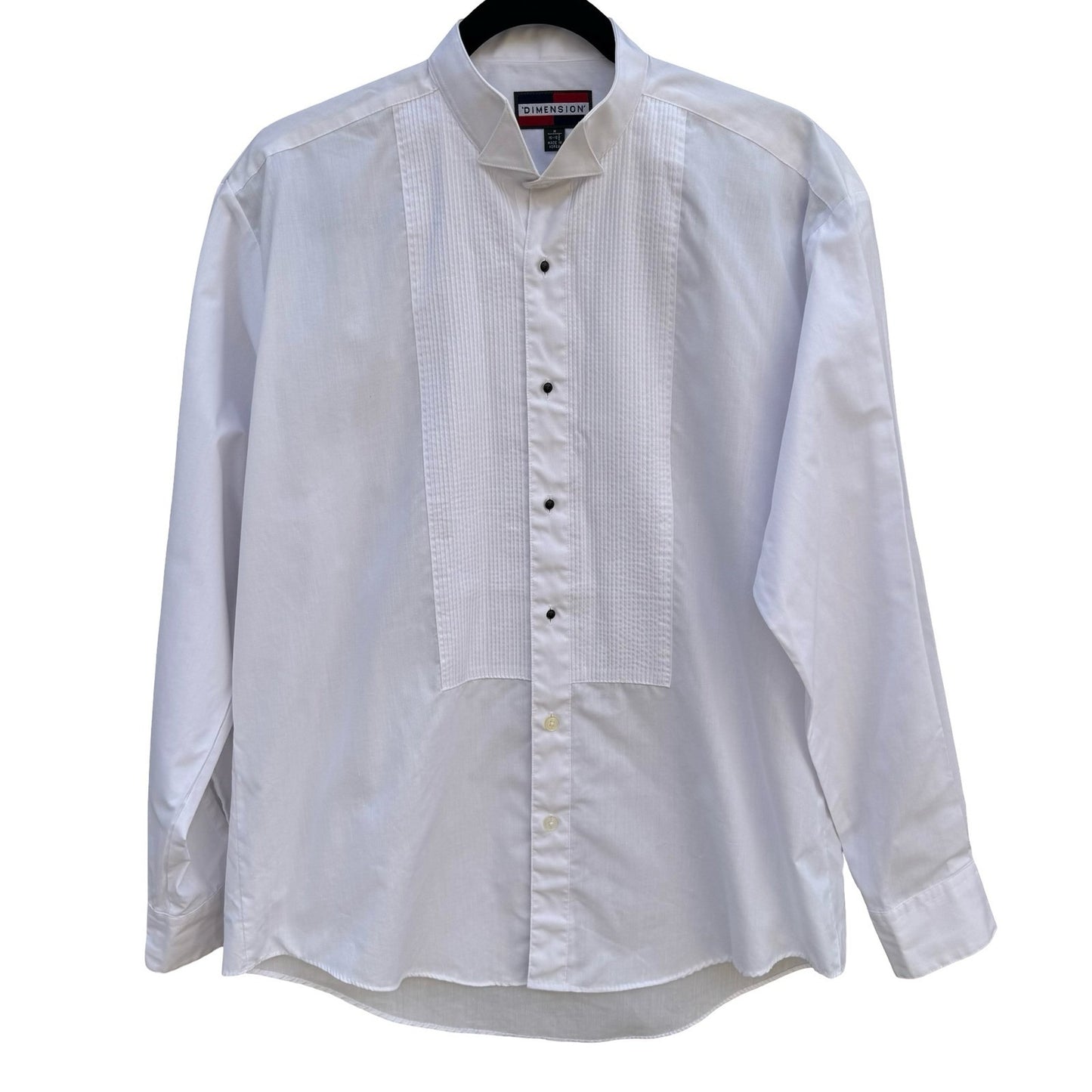 Dimension Mens White Wing Tip Collar Pleated Bib Tuxedo Dress Shirt M 15-15.5