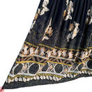 Switch Vintage Women&#39;s Black Floral Print Boho Drop Waist Pleated Full Midi Skirt -M 2 image