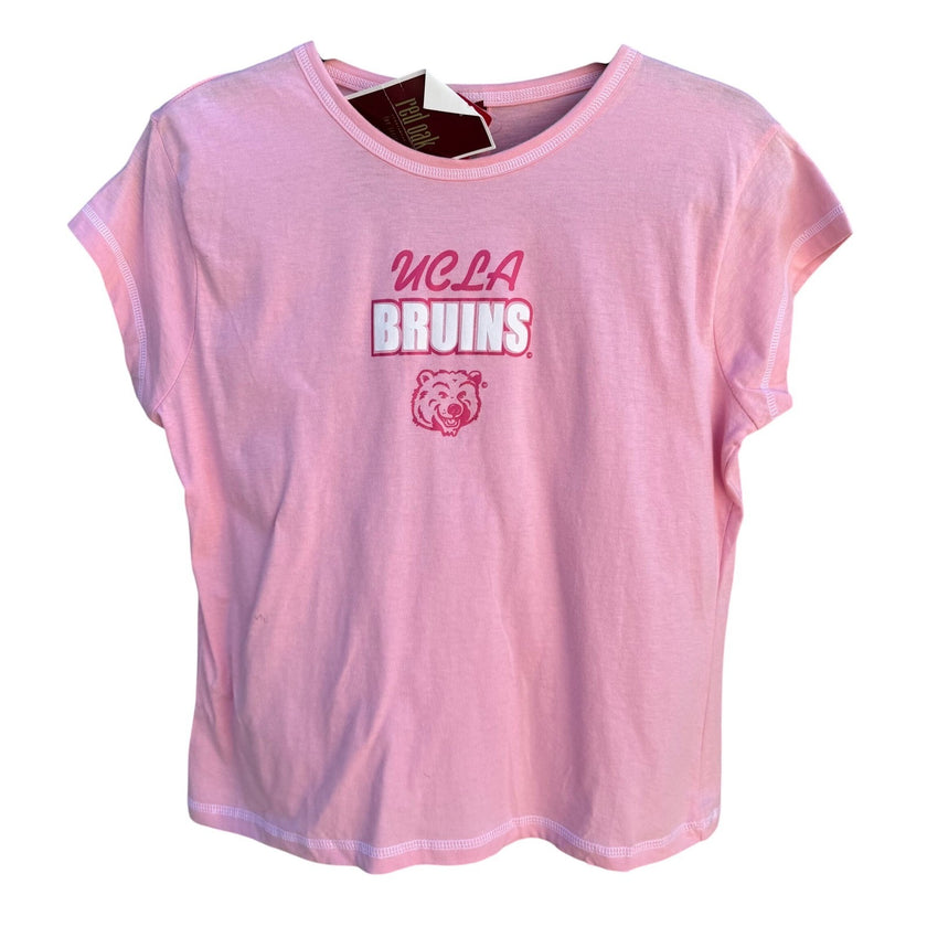 UCLA Bruins Red Oak Pink Babydoll Tee Shirt Juniors XL NWT Pintuck Back Detail