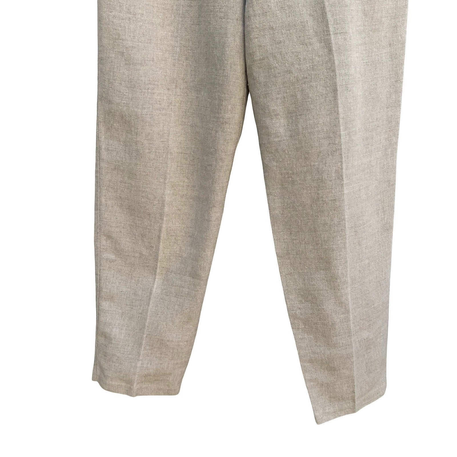 Liz Claiborne Lizsport Vintage Beige Linen Cotton Tapered High Rise Pants Sze 6P