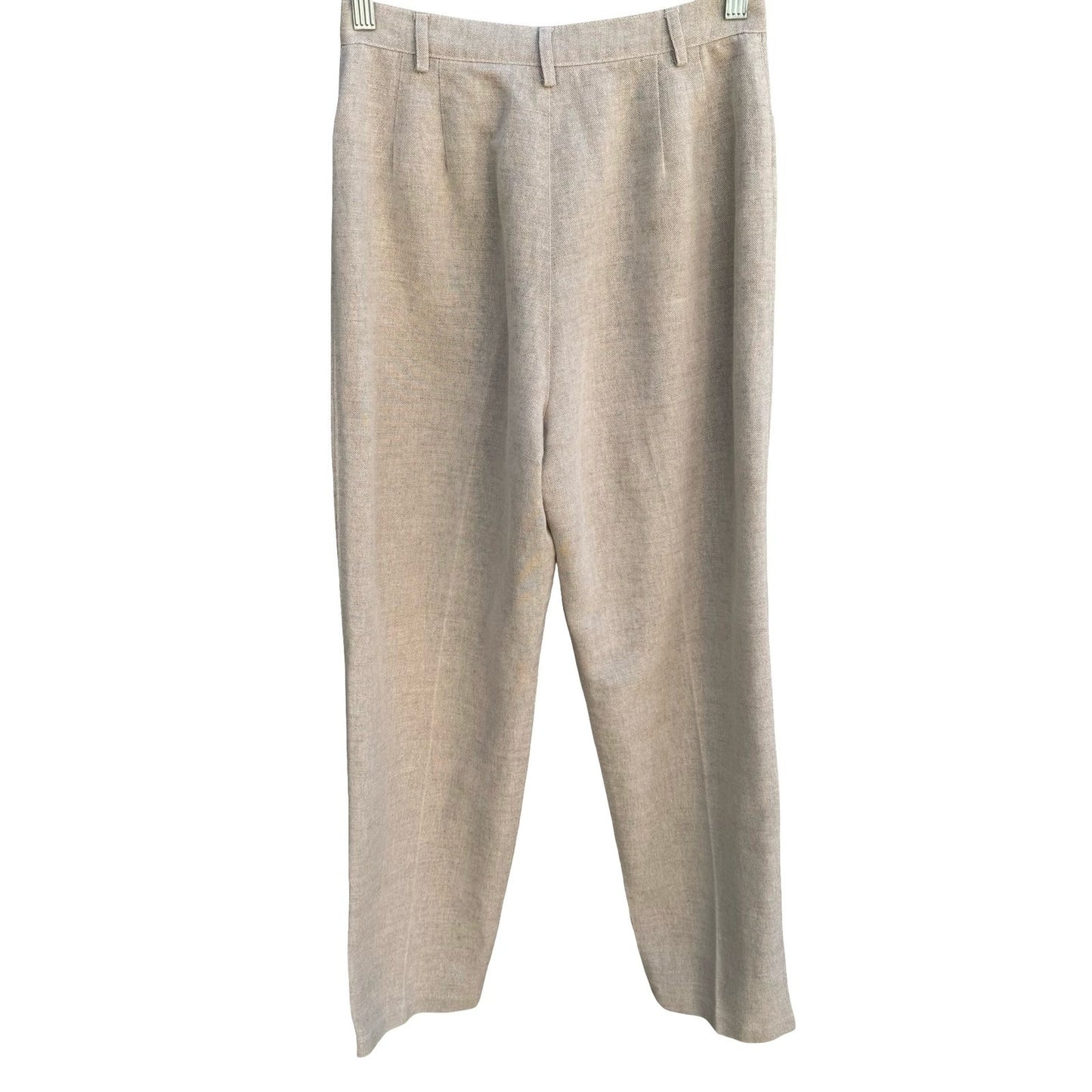 Liz Claiborne Lizsport Vintage Beige Linen Cotton Tapered High Rise Pants Sze 6P