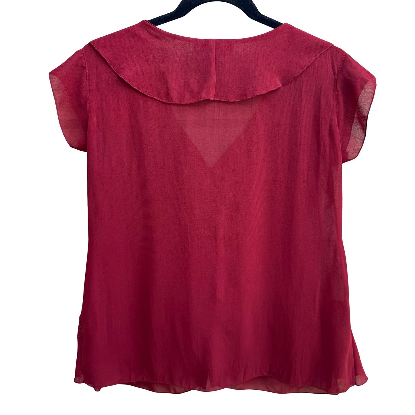 Separates Coquette Romanic Whimsigoth Ruffle Lace Sheer Feminine Blouse Red S
