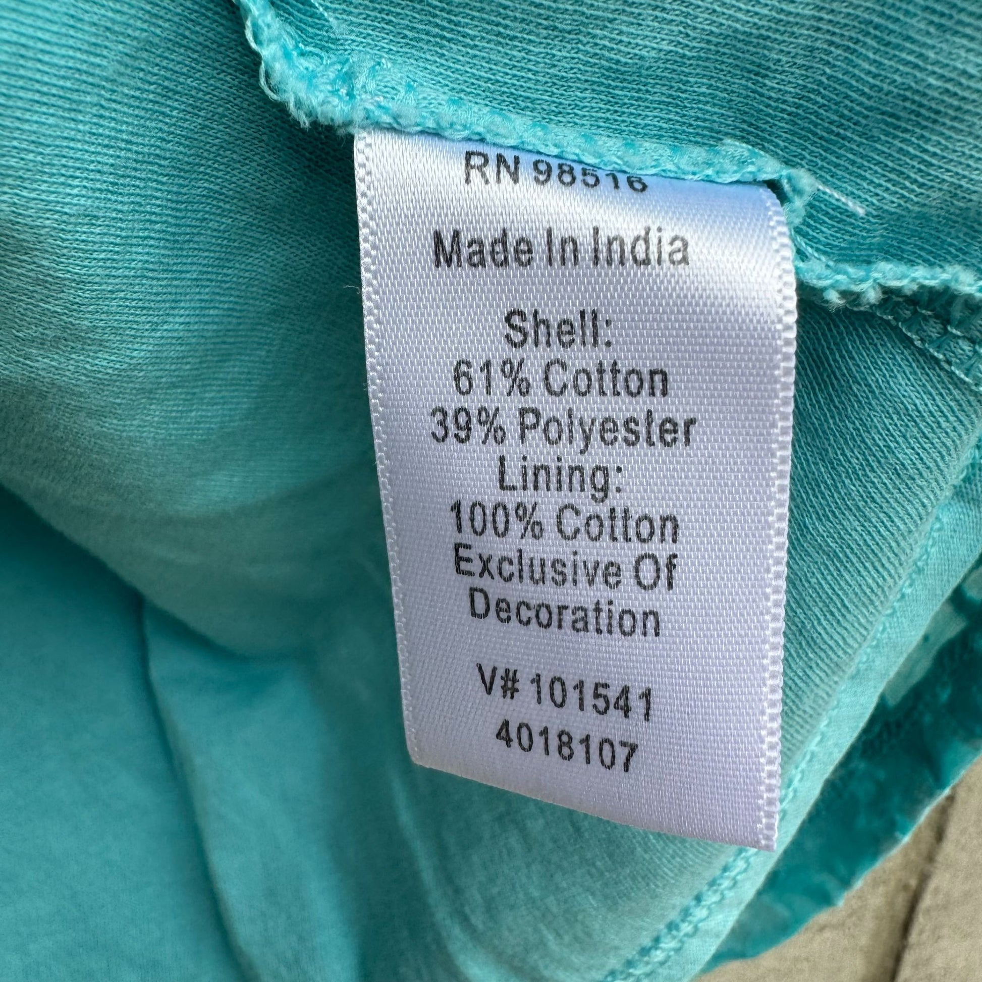 Coldwater Creek Womens Aqua Textured Burnout Sheer Overlay Short Sleeve Blouse L