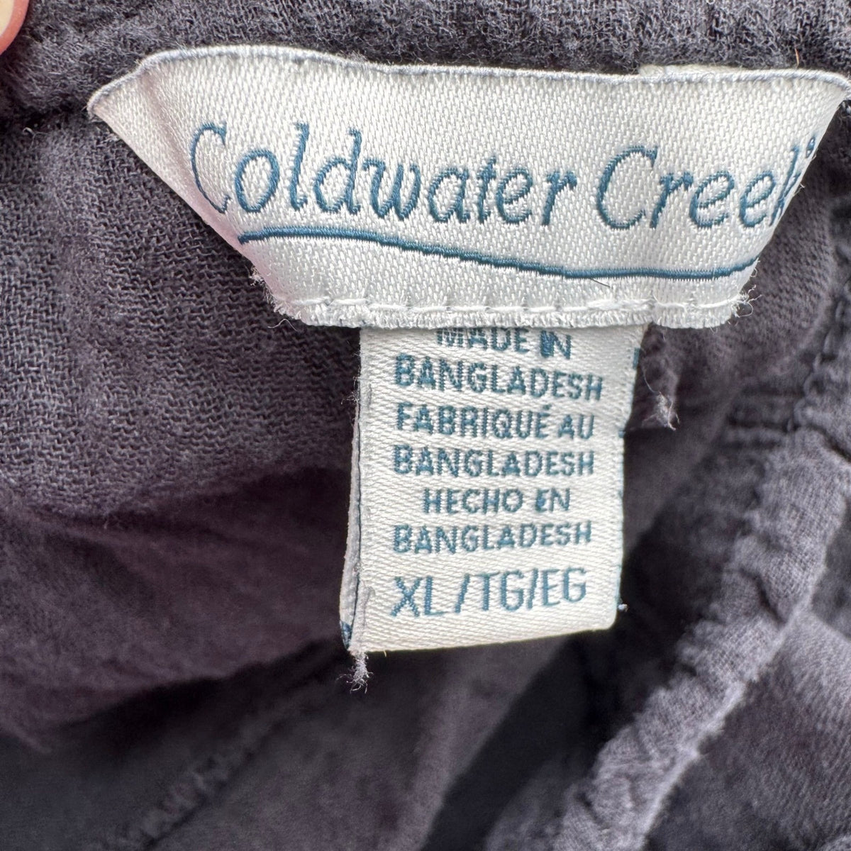 Coldwater Creek Coastal Grandma Lagenlook Minimalist Gauze Cotton Pants Black XL
