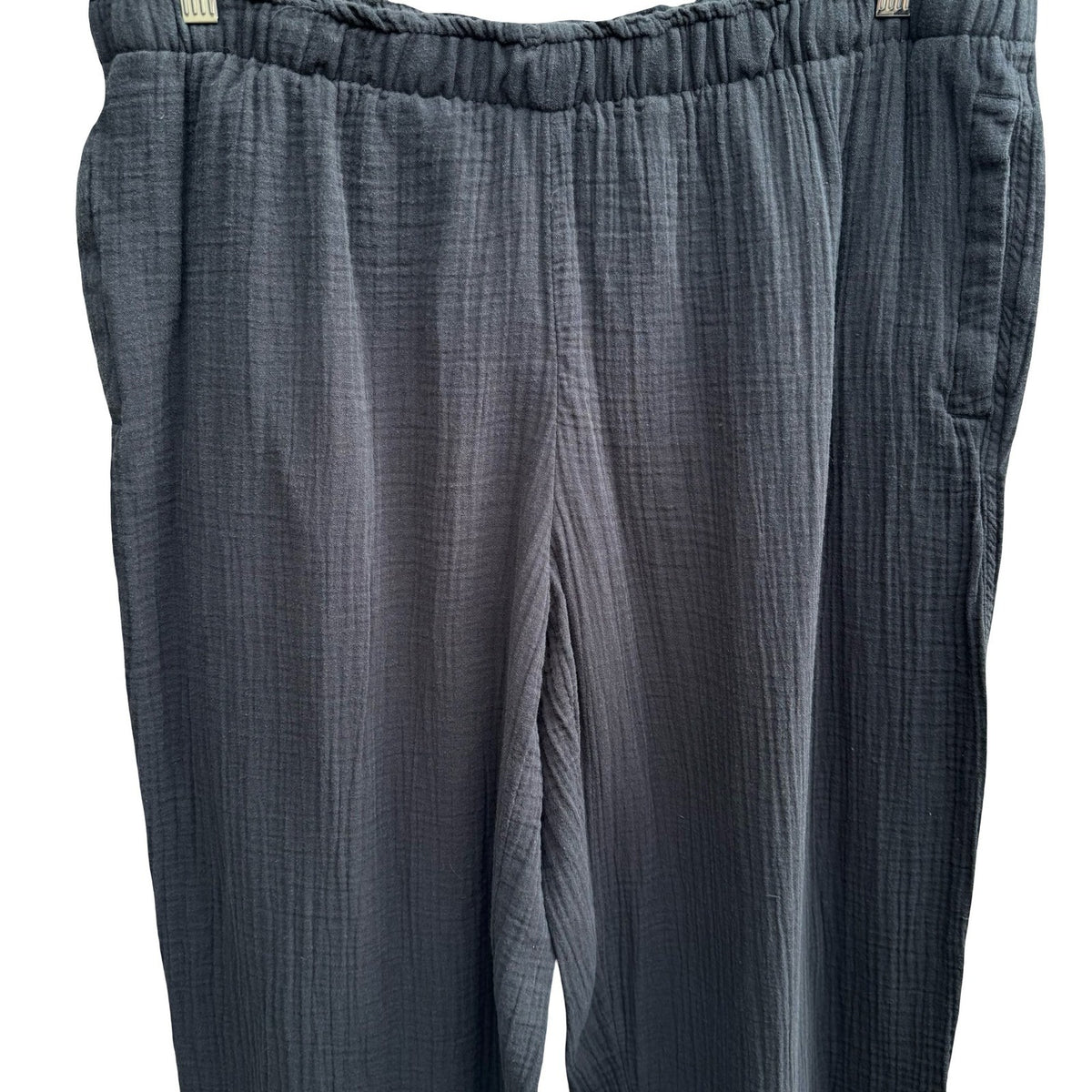 Coldwater Creek Coastal Grandma Lagenlook Minimalist Gauze Cotton Pants Black XL