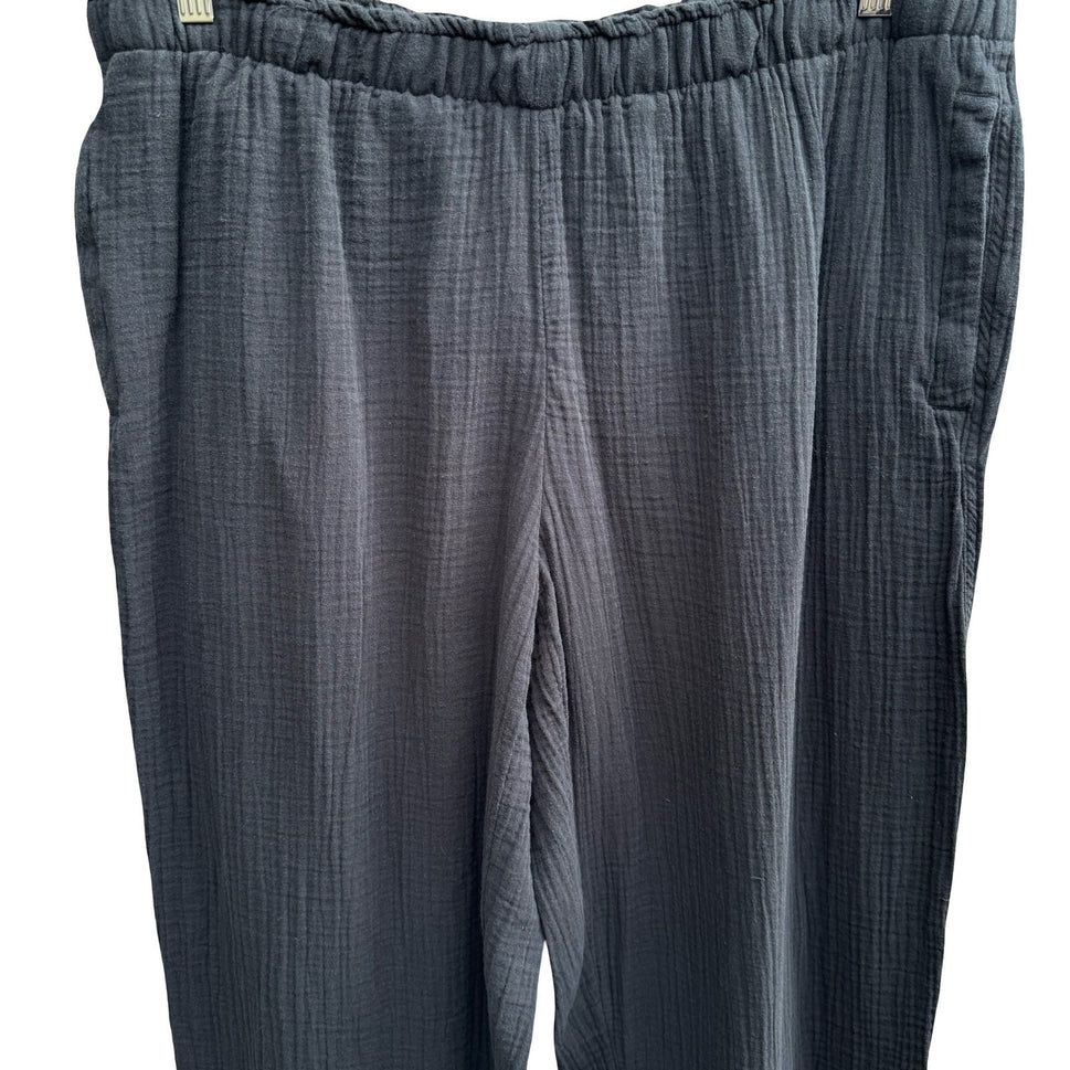 Coldwater Creek Coastal Grandma Lagenlook Minimalist Gauze Cotton Pants Black XL