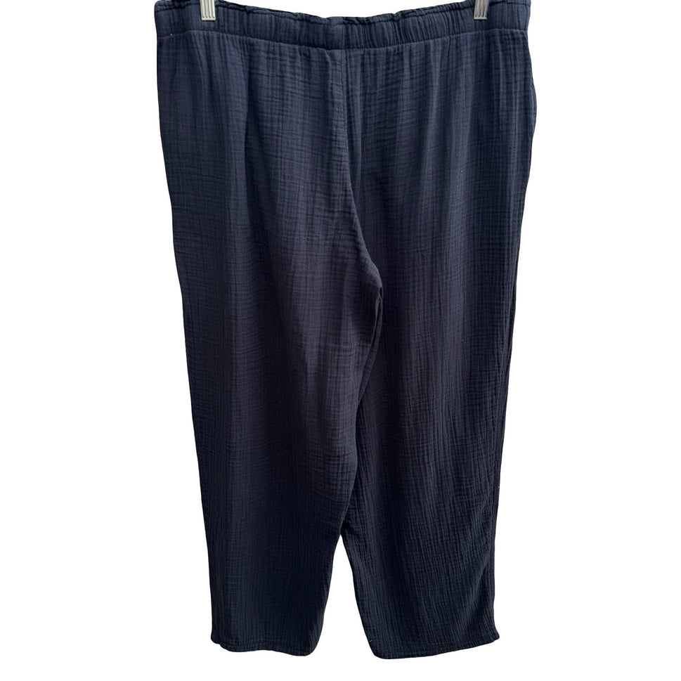 Coldwater Creek Coastal Grandma Lagenlook Minimalist Gauze Cotton Pants Black XL