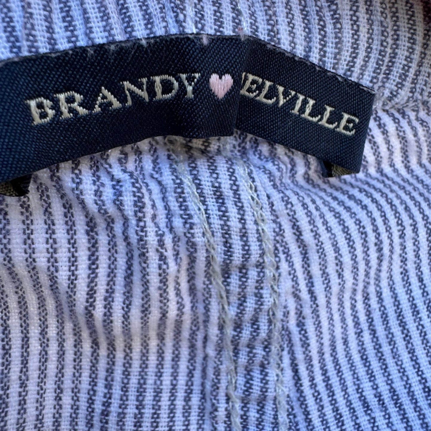 Brandy Melville Coastal Beachy Striped Cotton Linen Drawstring Pants Blue M