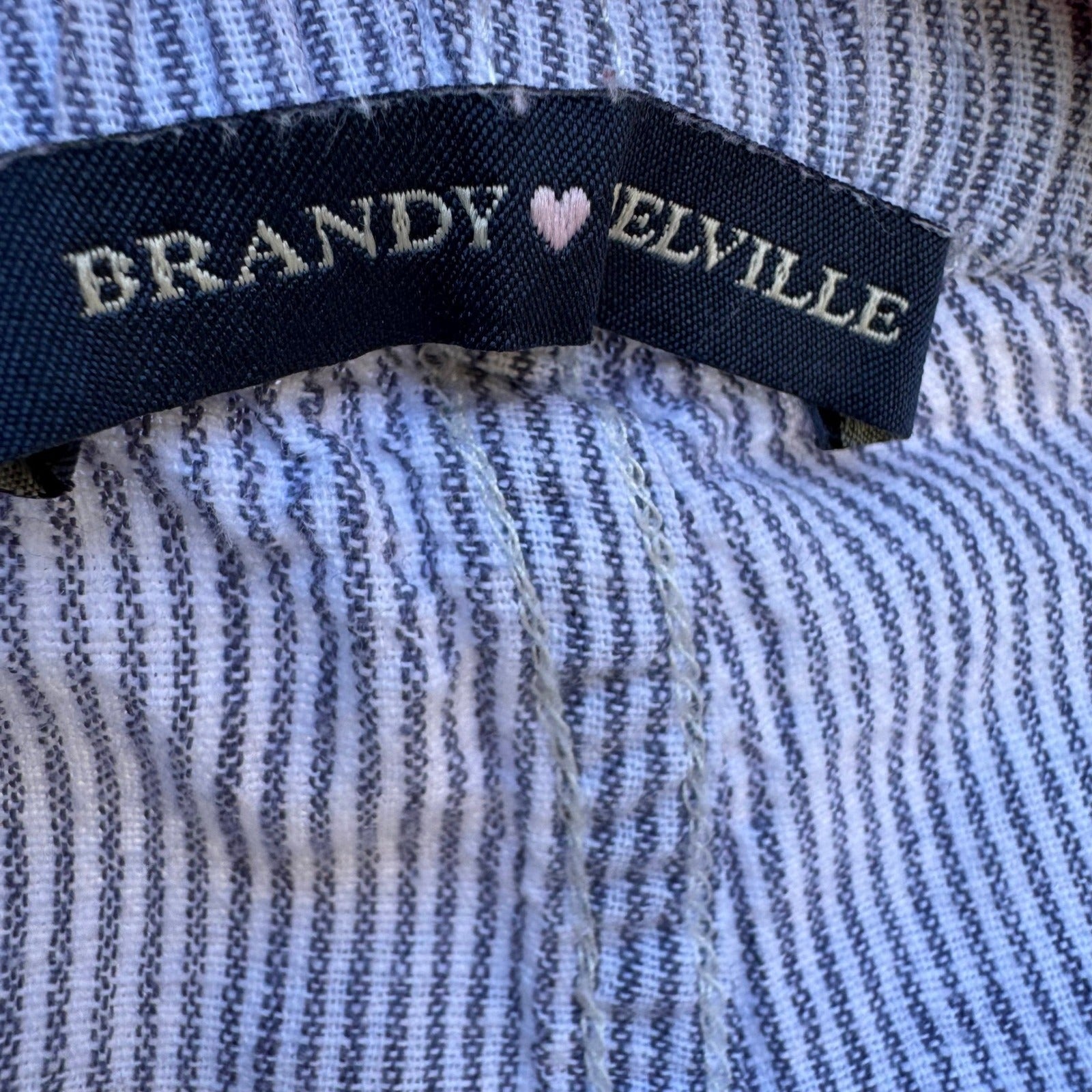 Brandy Melville Coastal Beachy Striped Cotton Linen Drawstring Pants Blue M