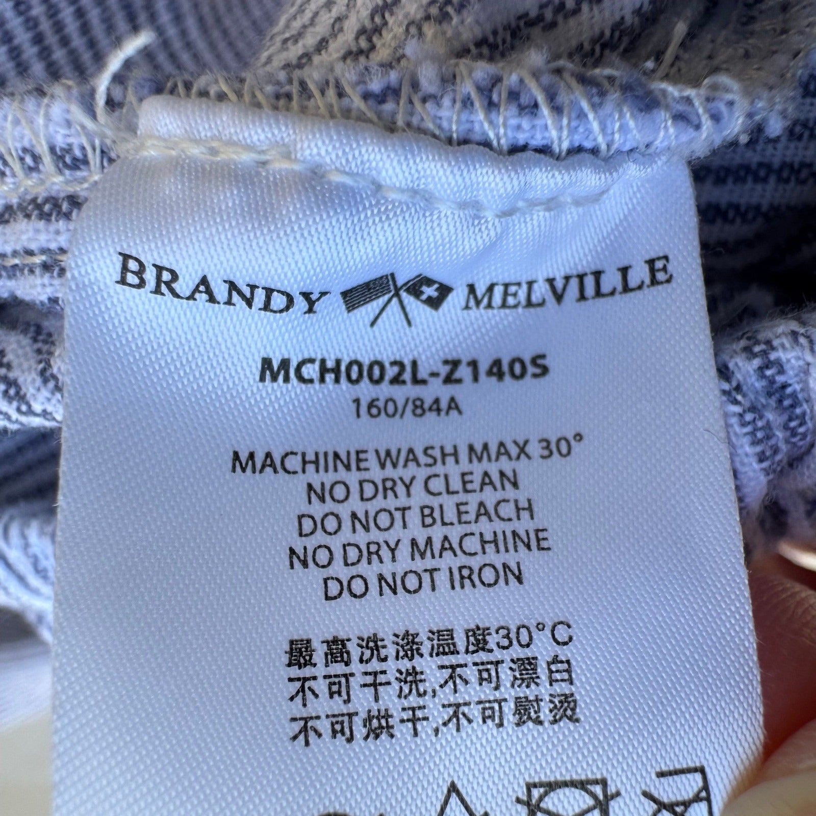 Brandy Melville Coastal Beachy Striped Cotton Linen Drawstring Pants Blue M