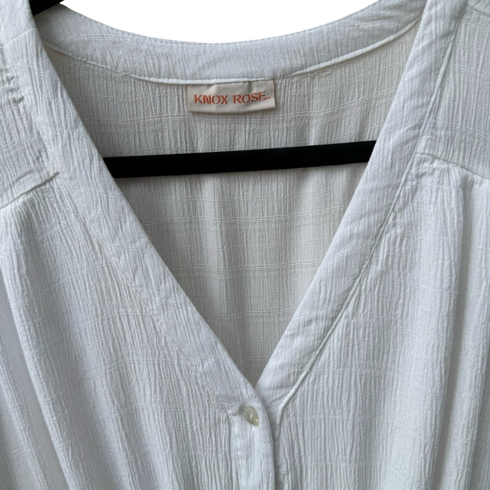 Knox Rose Feminine Eyelet Puff Sleeve Boho Cottagecore Prairie Dress White XL