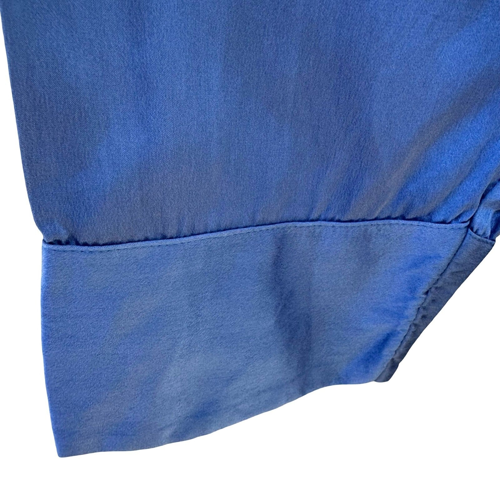 Treesha Womens Blue 100% Silk Button Down Shirt Long Sleeve Oversized Large
