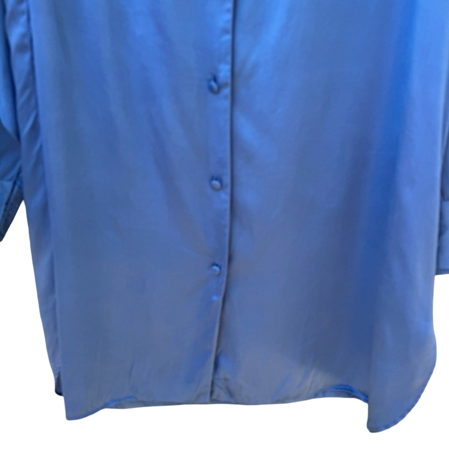 Treesha Womens Blue 100% Silk Button Down Shirt Long Sleeve Oversized Large