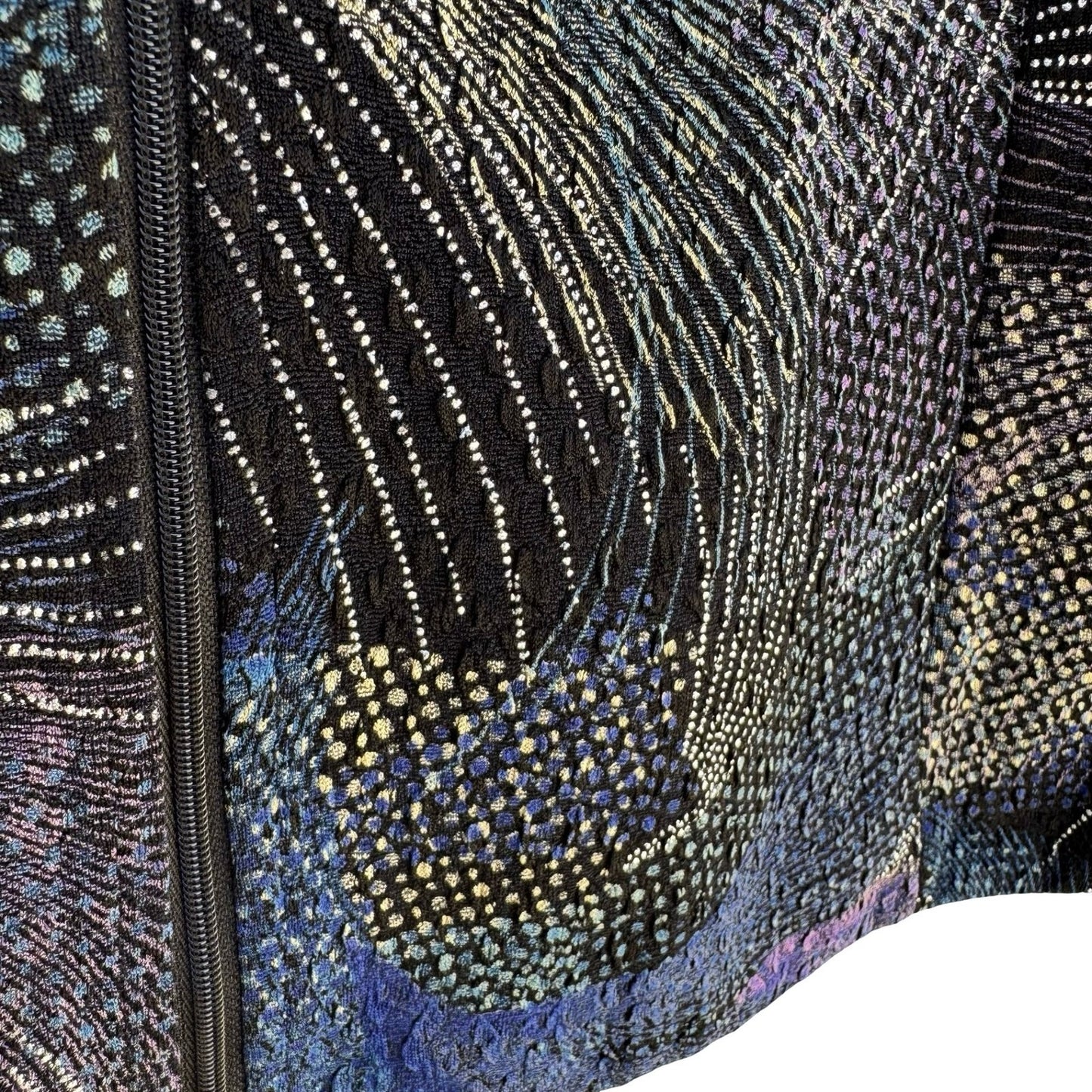Drapers & Damons Blue Abstract Textured Zip Jacket PL Art To Wear Celestial