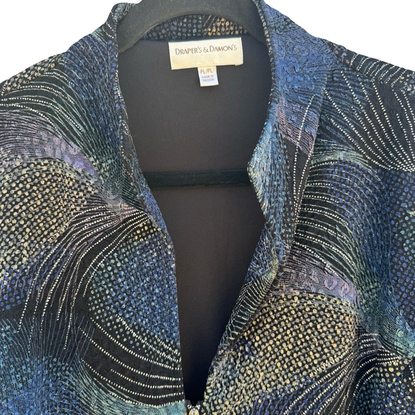 Drapers & Damons Blue Abstract Textured Zip Jacket PL Art To Wear Celestial