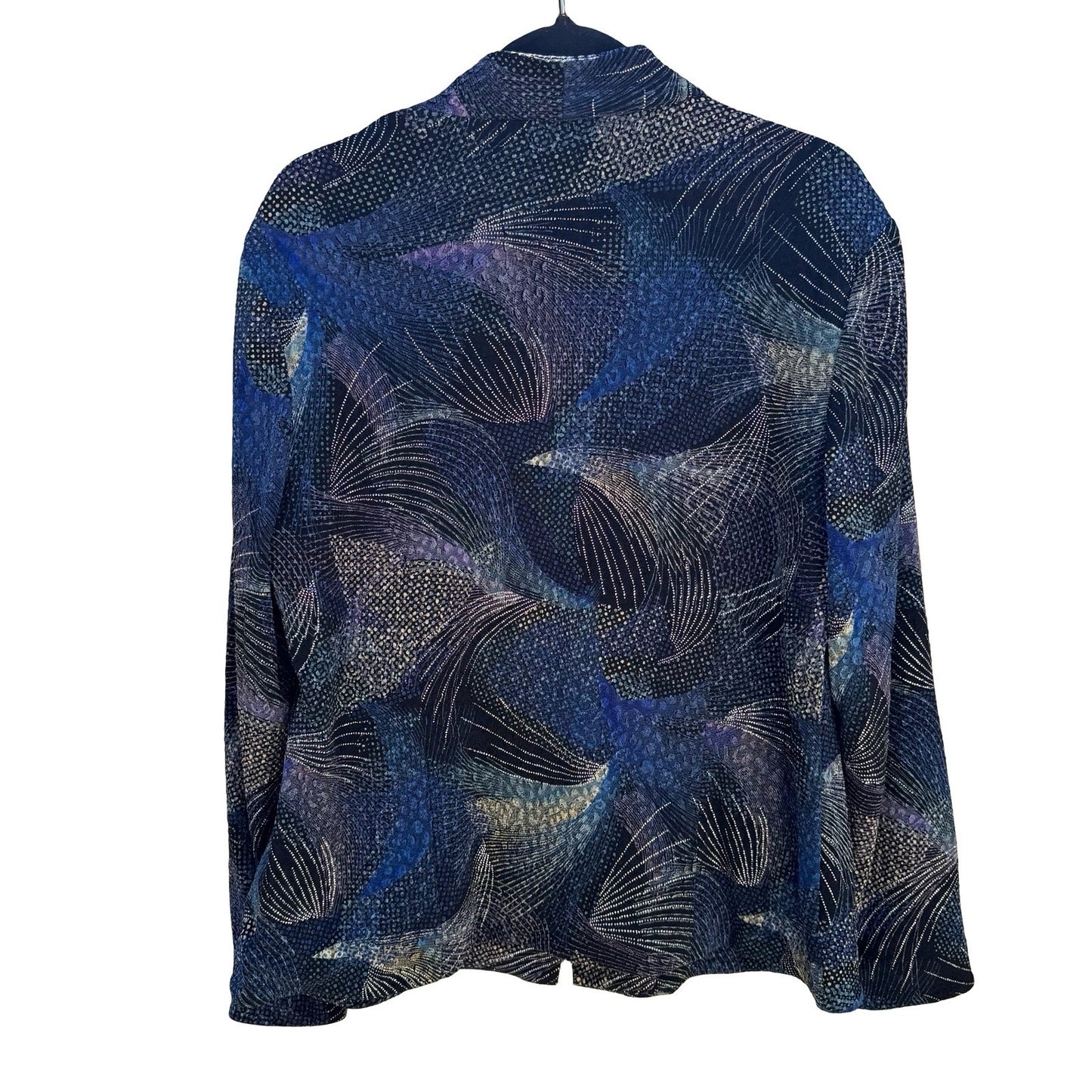 Drapers & Damons Blue Abstract Textured Zip Jacket PL Art To Wear Celestial