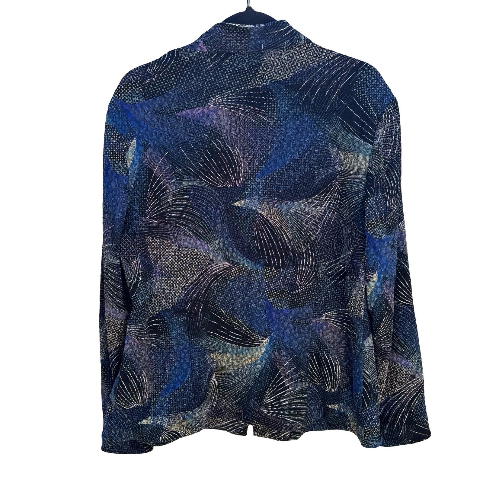 Drapers & Damons Blue Abstract Textured Zip Jacket PL Art To Wear Celestial