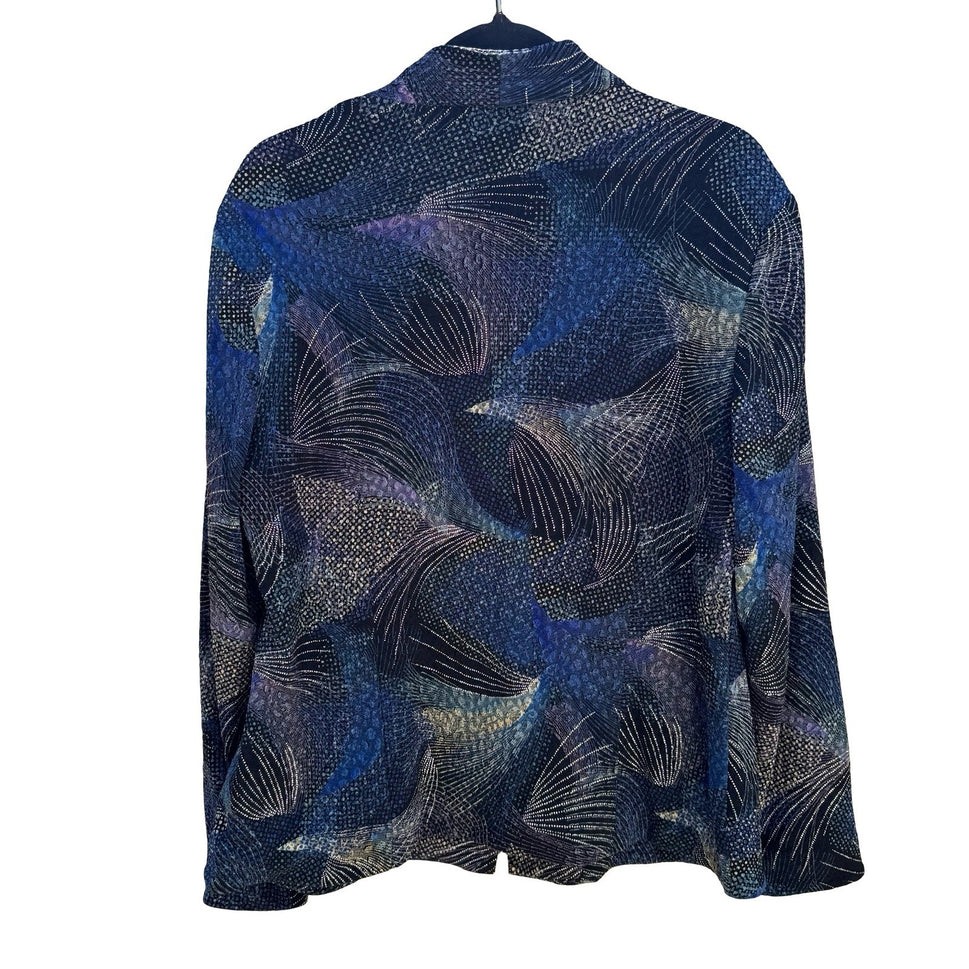 Drapers & Damons Blue Abstract Textured Zip Jacket PL Art To Wear Celestial