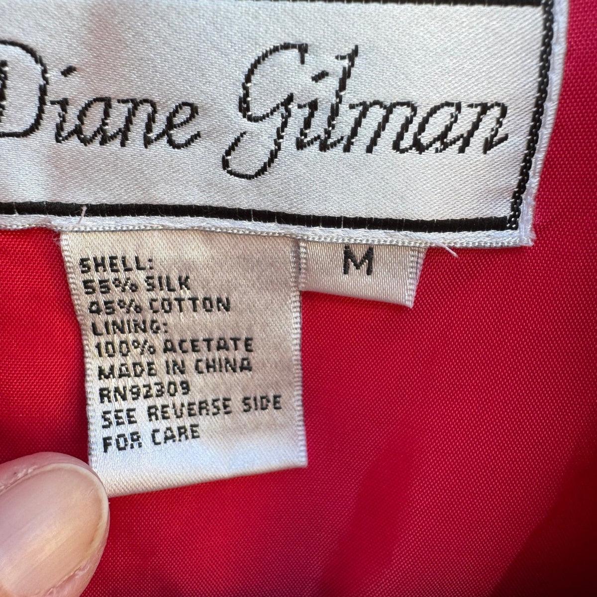 Diane Gilman Silk Blend Boho Embroidered Patchwork Jacket Red Floral Paisley M
