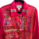 Switch Diane Gilman Silk Blend Boho Embroidered Patchwork Jacket Red Floral Paisley M 3 image
