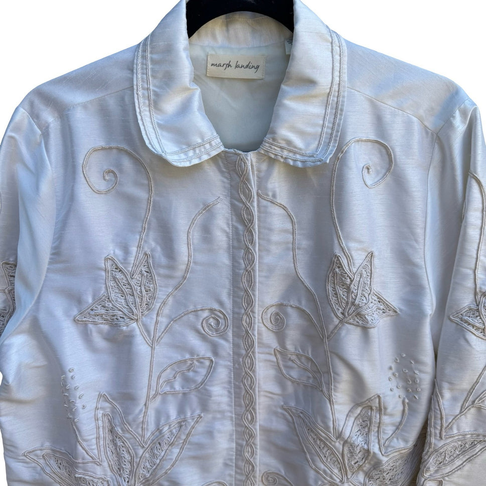 Marsh Landing Coquette Coastal Grandma Regency Floral Embroidered Beaded Jacket