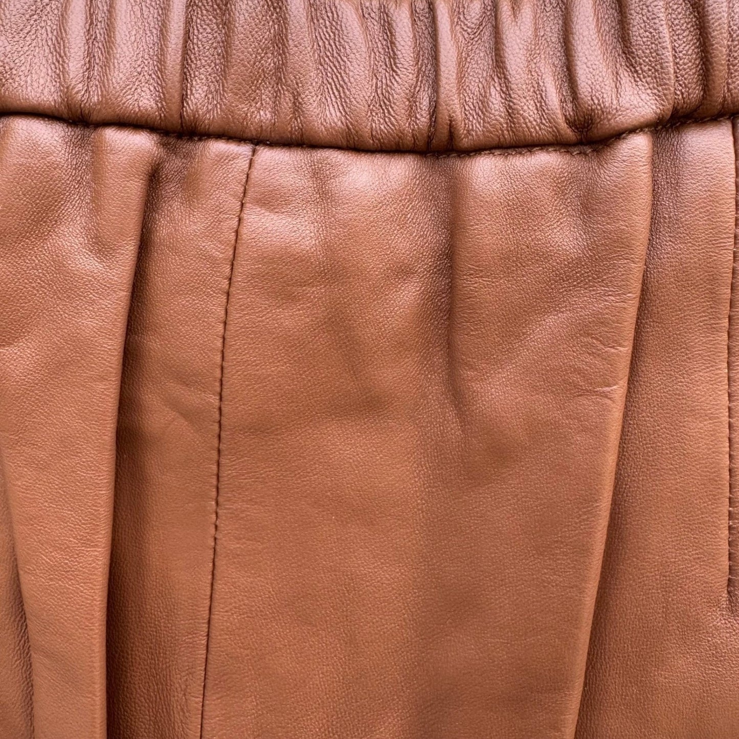 Terry Lewis Classic Luxuries Brown Genuine Leather Pants High Waist 8P NEW Moto
