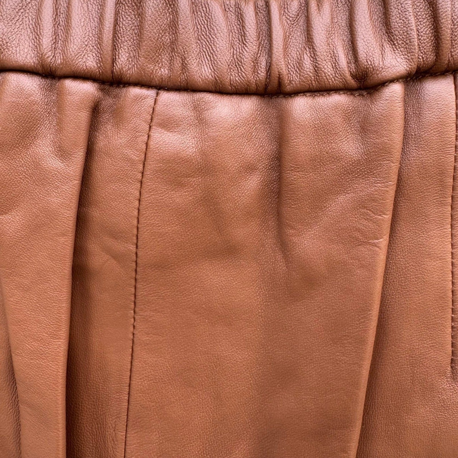 Terry Lewis Classic Luxuries Brown Genuine Leather Pants High Waist 8P NEW Moto