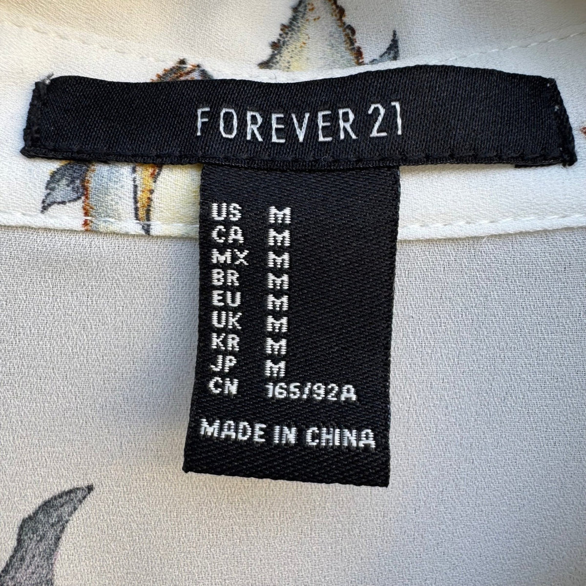 Forever 21 Novelty Fish Print Roll Tab Nautical Whimsical Quirky Blouse White M