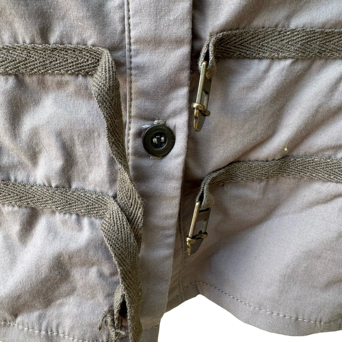 Vintage French Y2K Military Utility Gorpcore Industrial Buckle Cotton Shirt