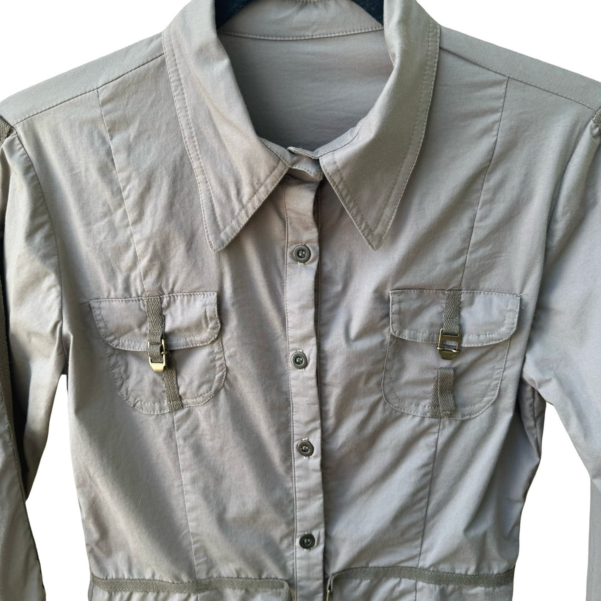 Vintage French Y2K Military Utility Gorpcore Industrial Buckle Cotton Shirt