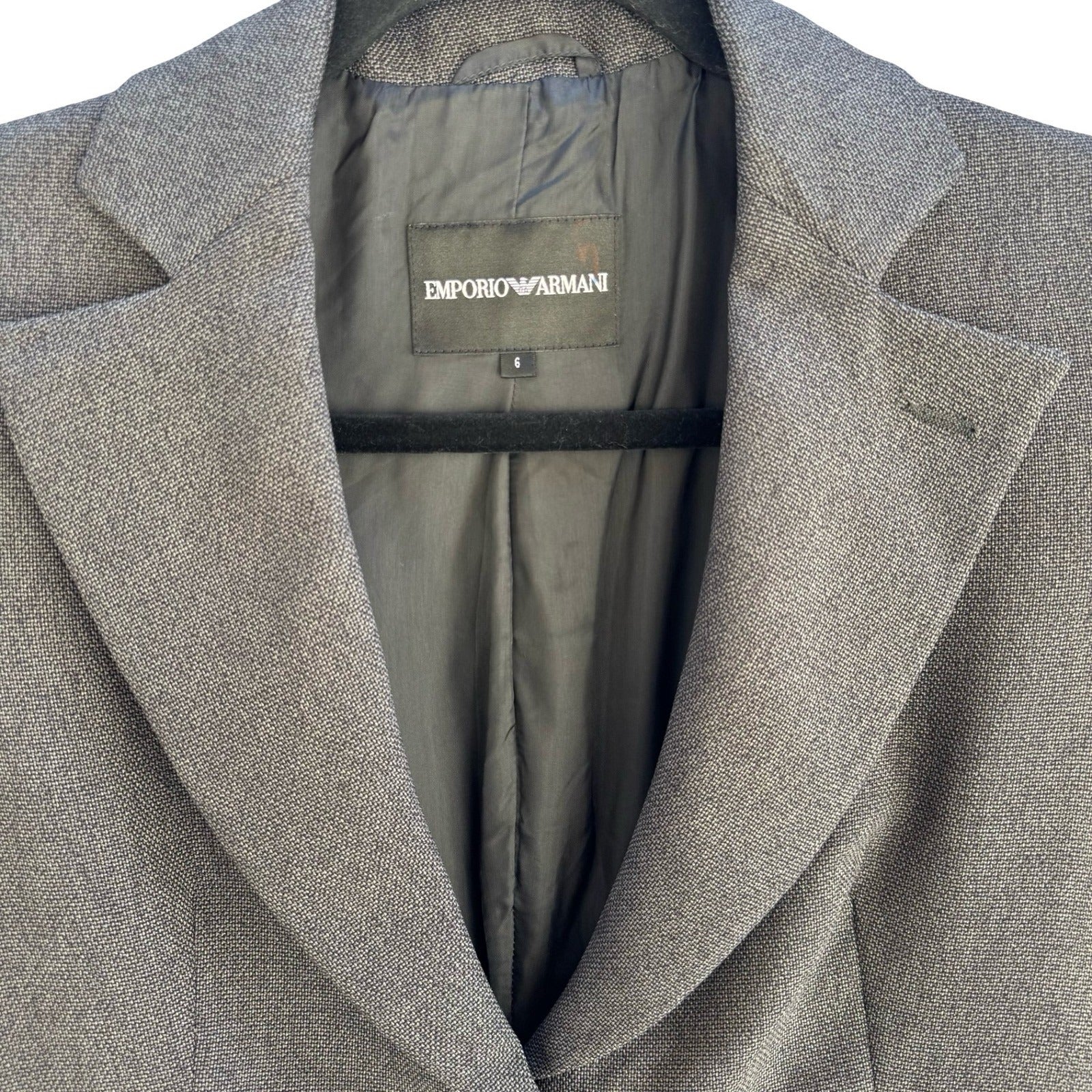 Emporio Armani Vintage Italian Grey Quiet Luxury Designer Blazer Jacket Womens 6