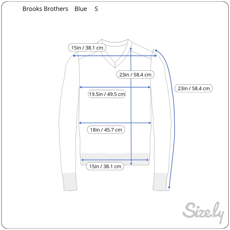 Brooks Brothers Mens Light Blue V-Neck Sweater S Supima Cotton Long Sleeve Ribbed Hem
