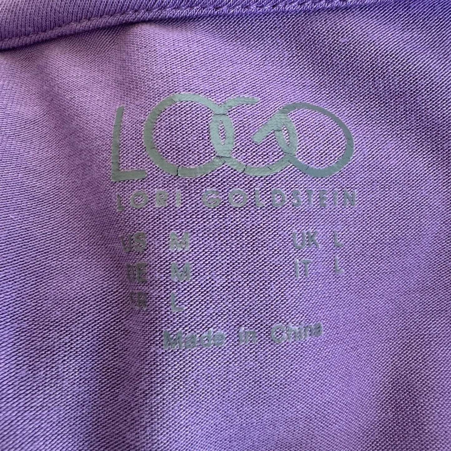 LOGO Lori Goldstein Womens Purple 3/4 Sleeve Layered Hem Tunic Top Size Medium