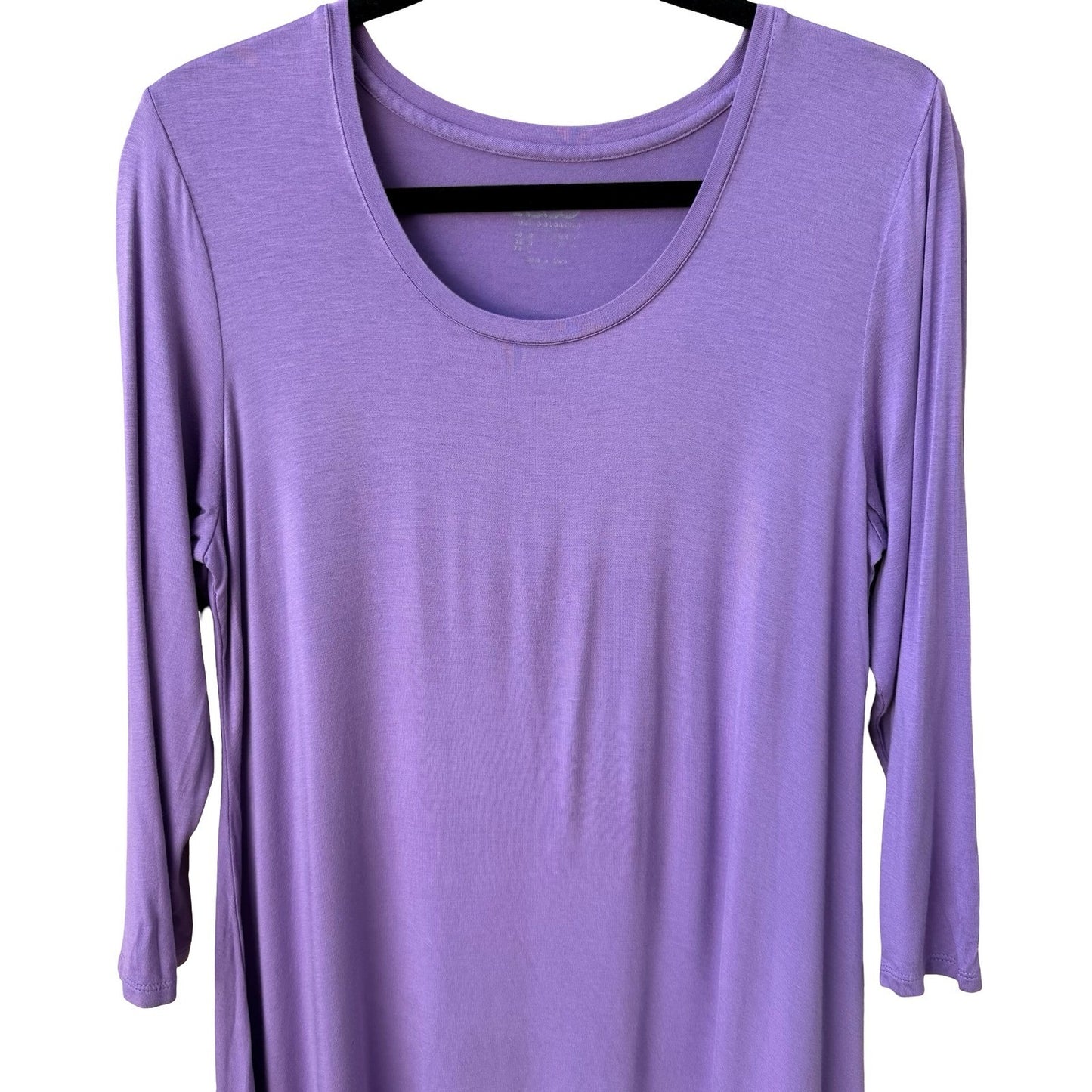 LOGO Lori Goldstein Womens Purple 3/4 Sleeve Layered Hem Tunic Top Size Medium
