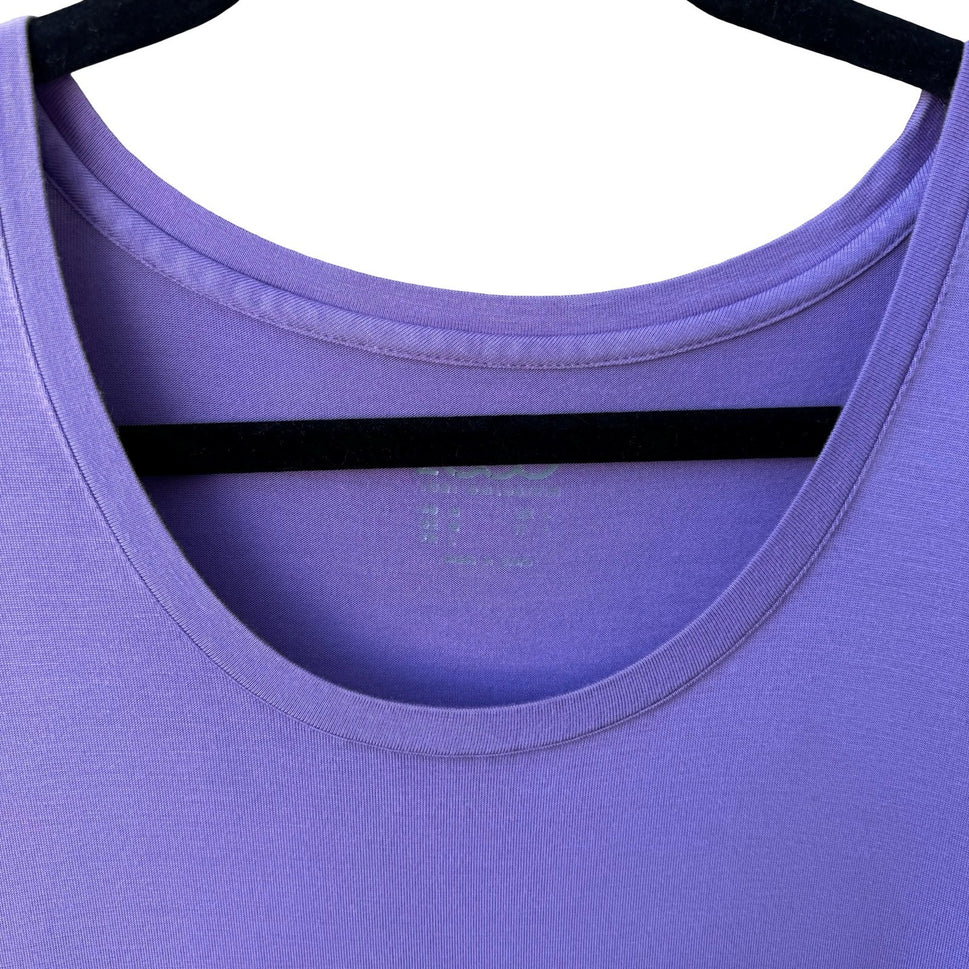 LOGO Lori Goldstein Womens Purple 3/4 Sleeve Layered Hem Tunic Top Size Medium