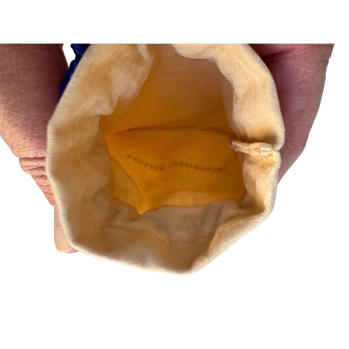 Louis Vuitton Small Beige Velvet Jewelry Pouch Blue Drawstring Dust Bag Luxury