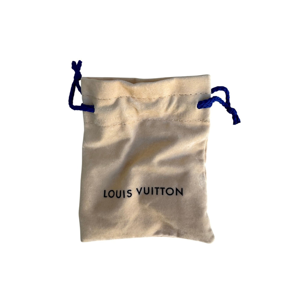 Louis Vuitton Small Beige Velvet Jewelry Pouch Blue Drawstring Dust Bag Luxury